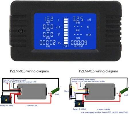 PZEM-015 Digital Battery Tester Ammeter Voltmeter Energy Meter Power Capacity Impedance Residual Electricity Tester Shunt Equipped With 300A Shut - 4