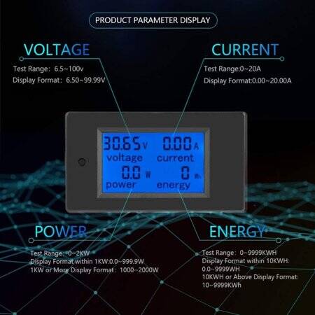 PZEM-031 DC6-5-100V 20A Digital Display Multifunctional Voltage And Current Power Meter - 4