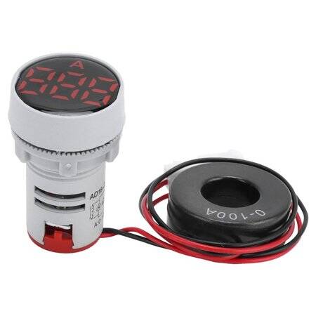 Red 0-100A 22mm AD16-22DSA Round LED Ammeter Indicator Light With Transformer - 1