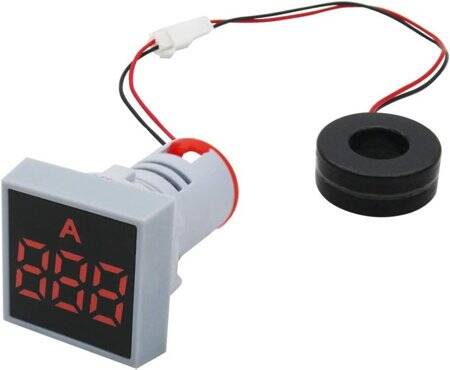 Red 0-100A 22mm AD16-22FSA Square Cover LED Ammeter Indicator Light With Transformer - 1