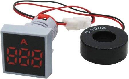 Red 0-100A 22mm AD16-22FSA Square Cover LED Ammeter Indicator Light With Transformer - 2