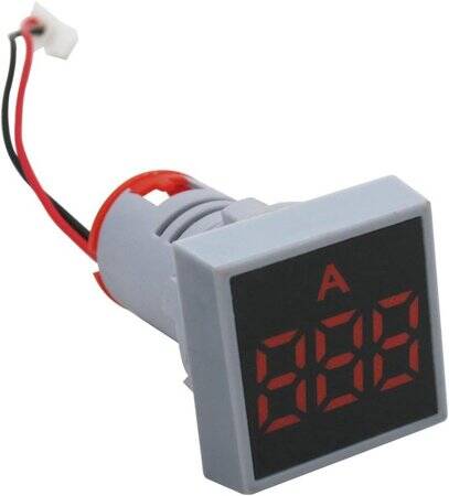 Red 0-100A 22mm AD16-22FSA Square Cover LED Ammeter Indicator Light With Transformer - 3