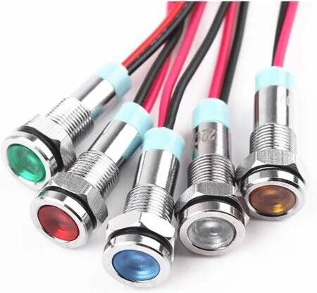 Red 10-24V 8mm LED Metal Indicator Light - 1