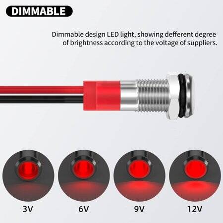 Red 12V AD22C-12 LED Metal Indicator Light - 4