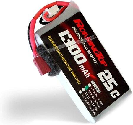 RED 1300MAH 2S 7.4V 25C High Power High Quality Model Airplane LIPO Battery T Female - 1