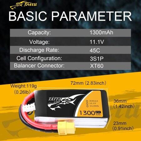 RED 1300MAH 2S 7.4V 25C High Power High Quality Model Airplane LIPO Battery XT60 Female - 2