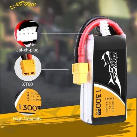 RED 1300MAH 3S 11.1V 25C High Power High Quality Model Airplane LIPO Battery XT60 Female - 3