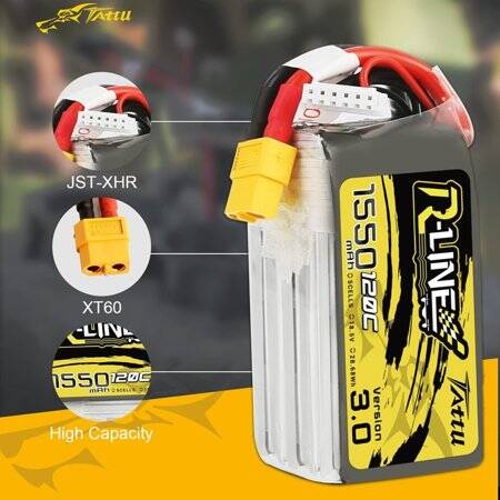 RED 1300MAH 4S 14.8V 25C High Power High Quality Model Airplane LIPO Battery JST Female - 3