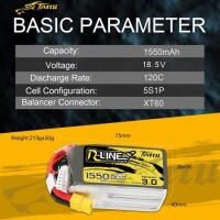 RED 1300MAH 4S 14.8V 25C High Power High Quality Model Airplane LIPO Battery T Female - 2