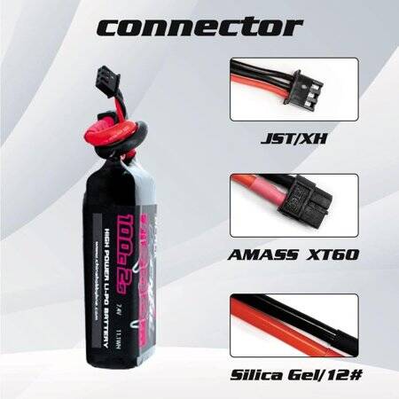 RED 1500MAH 2S 7.4V 25C High Power High Quality Model Airplane LIPO Battery XT60 Female - 2