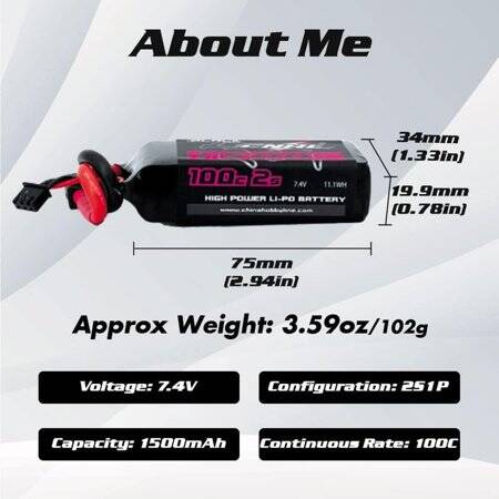 RED 1500MAH 2S 7.4V 25C High Power High Quality Model Airplane LIPO Battery XT60 Female - 3