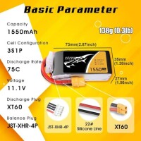 RED 1500MAH 3S 11.1V 25C High Power High Quality Model Airplane LIPO Battery JST Female - 3