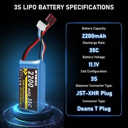 RED 1500MAH 3S 11.1V 35C High Power High Quality Model Airplane LIPO Battery JST Female - 2