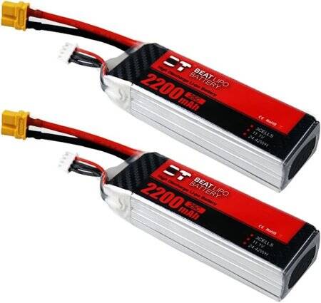 RED 2200MAH 3S 11.1V 25C High Power High Quality Model Airplane LIPO Battery XT60 Female - 1