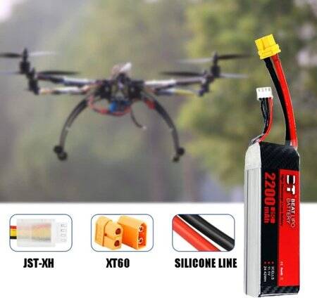 RED 2200MAH 3S 11.1V 25C High Power High Quality Model Airplane LIPO Battery XT60 Female - 2