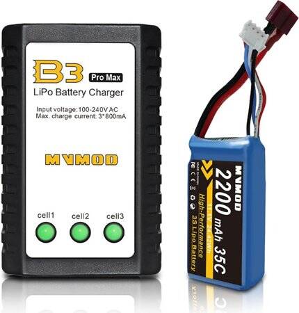 RED 2200MAH 3S 11.1V 35C High Power High Quality Model Airplane LIPO Battery JST Female - 1