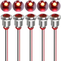 Red 220V 12mm LED Metal Indicator Light With 15cm Cable - 1