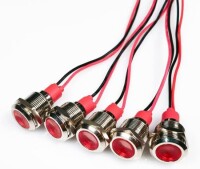 Red 220V 12mm LED Metal Indicator Light With 15cm Cable - 2