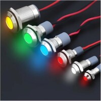 Red 220V 14mm LED Metal Indicator Light With 15cm Cable - 3