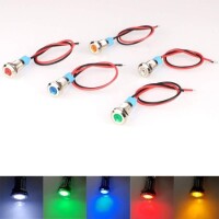 Red 220V 8mm LED Metal Indicator Light With 15cm Cable - 2