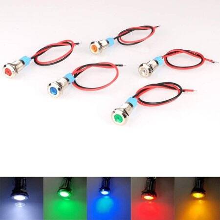 Red 220V 8mm LED Metal Indicator Light With 15cm Cable - 2