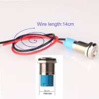 Red 220V 8mm LED Metal Indicator Light With 15cm Cable - 4