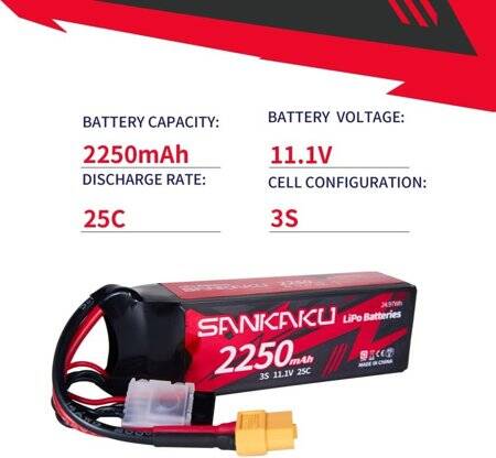 RED 2600MAH 3S 11.1V 25C High Power High Quality Model Airplane LIPO Battery XT60 Female - 2