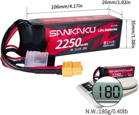 RED 2600MAH 3S 11.1V 25C High Power High Quality Model Airplane LIPO Battery XT60 Female - 4