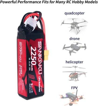 RED 2600MAH 3S 11.1V 25C High Power High Quality Model Airplane LIPO Battery XT60 Female - 5