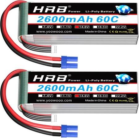 RED 2600MAH 4S 14.8V 25C High Power High Quality Model Airplane LIPO Battery JST Female - 1