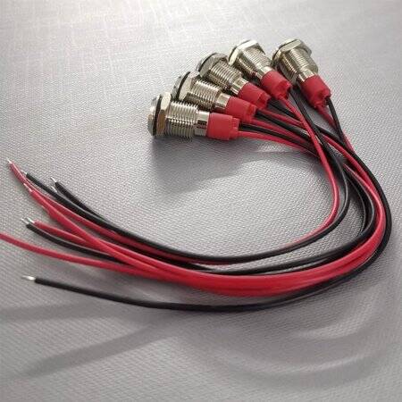 Red 3-9V 10mm LED Metal Indicator Light With 15cm Cable - 3