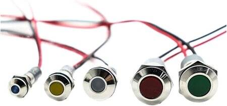 Red 3-9V 14mm LED Metal Indicator Light With 15cm Cable - 3