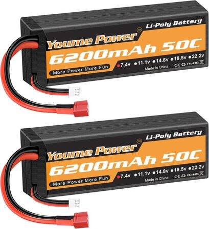 RED 3300MAH 2S 7.4V 25C High Power High Quality Model Airplane LIPO Battery JST Female - 1