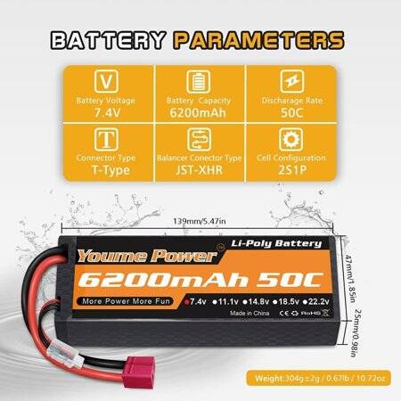 RED 3300MAH 2S 7.4V 25C High Power High Quality Model Airplane LIPO Battery JST Female - 5