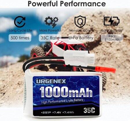 RED 5200MAH 2S 7.4V 35C High Power High Quality Model Airplane LIPO Battery JST Female - 4