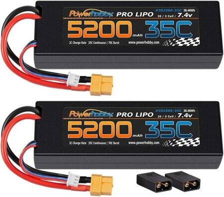 RED 5200MAH 2S 7.4V 35C High Power High Quality Model Airplane LIPO Battery T Female - 1