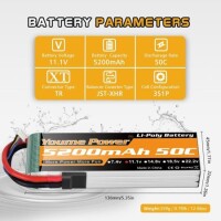 RED 5200MAH 3S 11.1V 25C High Power High Quality Model Airplane LIPO Battery JST Female - 3