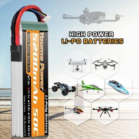 RED 5200MAH 3S 11.1V 25C High Power High Quality Model Airplane LIPO Battery JST Female - 5