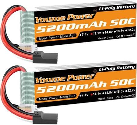 RED 5200MAH 3S 11.1V 25C High Power High Quality Model Airplane LIPO Battery XT60 Female - 1