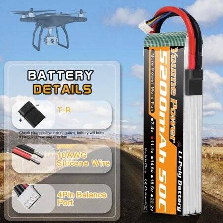 RED 5200MAH 3S 11.1V 25C High Power High Quality Model Airplane LIPO Battery XT60 Female - 4