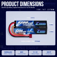 RED 5200MAH 3S 11.1V 35C High Power High Quality Model Airplane LIPO Battery JST Female - 2