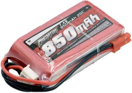 RED 850MAH 2S 7.4V 25C High Power High Quality Model Airplane LIPO Battery JST Female - 1