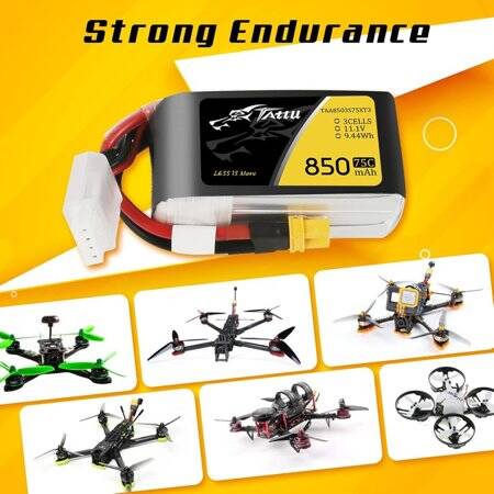 RED 850MAH 3S 11.1V 25C High Power High Quality Model Airplane LIPO Battery JST Female - 4