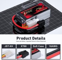 RED 850MAH 4S 14.8V 25C High Power High Quality Model Airplane LIPO Battery JST Female - 3