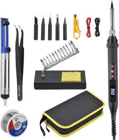 Red 908U 80W LCD Adjustable Temperature Soldering Iron 110V US Plug - 1