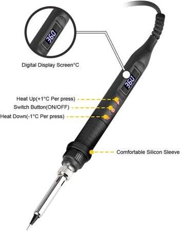 Red 908U 80W LCD Adjustable Temperature Soldering Iron 110V US Plug - 2