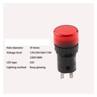 Red AC220V 16mm AD16-16E LED Power Pilot Signal Light Lamp - 4