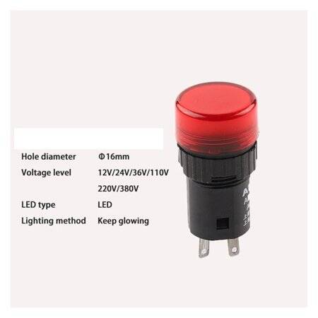 Red AC220V 16mm AD16-16E LED Power Pilot Signal Light Lamp - 4