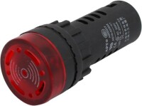 Red AC220V 30mm AD16-30SM LED Signal Indicator Built-in Buzzer - 1