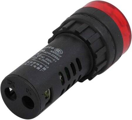 Red AC220V 30mm AD16-30SM LED Signal Indicator Built-in Buzzer - 2